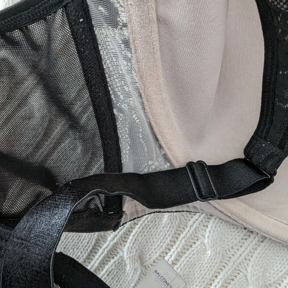 Cacique Balconette Underwire Bra 46DD Black Nude Lightly Padded‎ Cu…